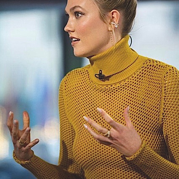 A.L.C. Sontag Open-Knit Turtleneck Dress SZ 2/4 Mustard - Picture 5 of 9